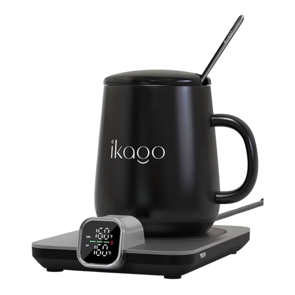Other - iKago Heat Coaster Pro Coffee Mug Warmer Set, Smart Heated Mug, Black, 15oz, New